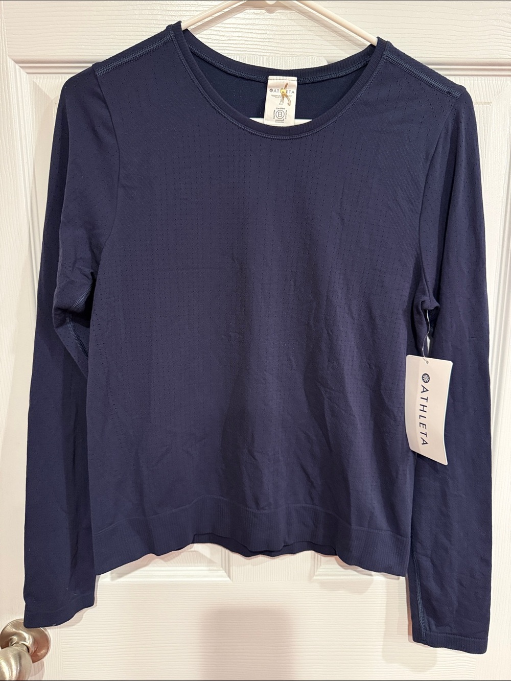 Athleta Navy Long Sleeve Performance Crew Top